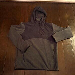 Hill City Grey charcoal Hoodie Pullover, Men's size large, excellent 1/2 1/4 zip